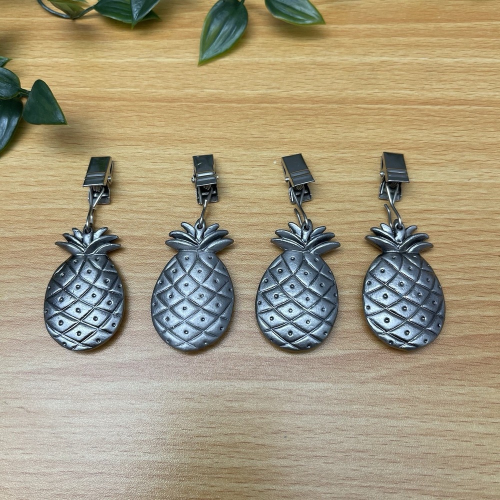Unbranded Pewter Pineapple Tablecloth Weights Set of 4 Heavy Duty Outdoor Clips